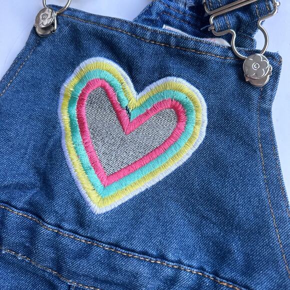 Collete Lilly Denim Romper Overalls Heart - 2T - Excellent - Picture 2 of 4